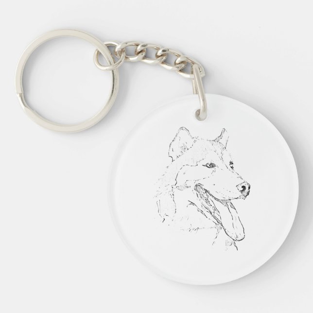 Siberian Husky – Minimalist Dog Line Drawing Keychain (Front)