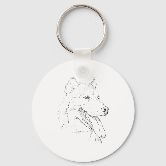 Siberian Husky – Minimalist Dog Line Drawing Keychain (Front)