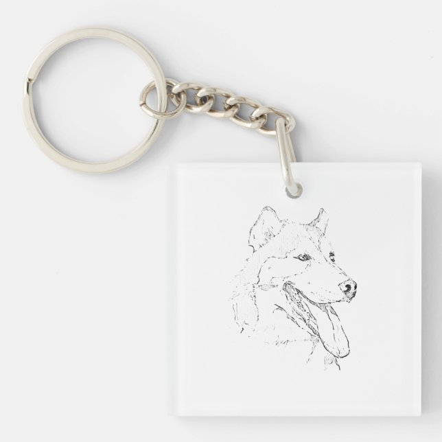 Siberian Husky – Minimalist Dog Line Drawing Keychain (Front)