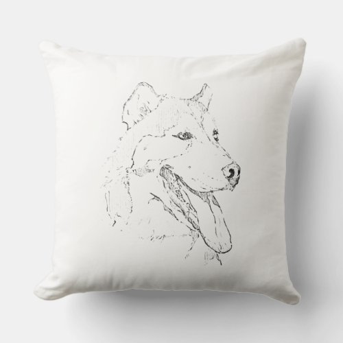Siberian Husky – Minimalist Dog Line Drawing Throw Pillow