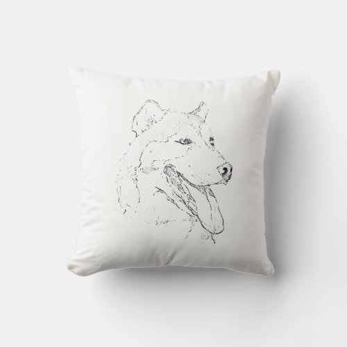 Siberian Husky – Minimalist Dog Line Drawing Throw Pillow