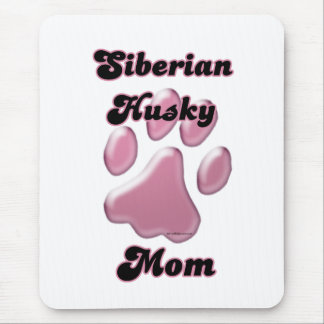 Siberian Husky Mom Pink Pawprint Mouse Pad