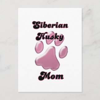 Siberian Husky Mom Pink Pawprint Postcard