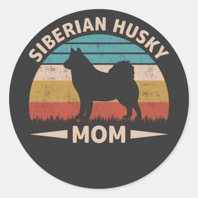 Siberian Husky Mom Special Bond Husky Mama Classic Round Sticker (Front)