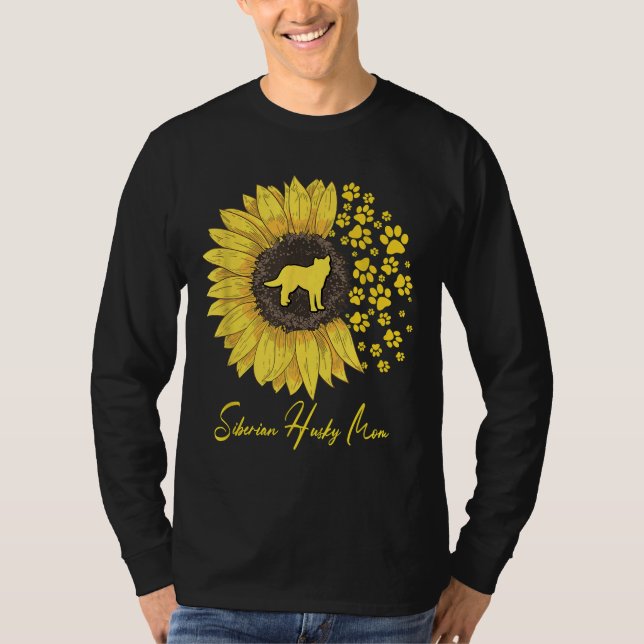 Siberian Husky Mom Sunflower Siberian Husky   Dog  T-Shirt (Front)