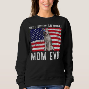 Siberian Husky Mom Usa American Flag Dog Owner Sweatshirt