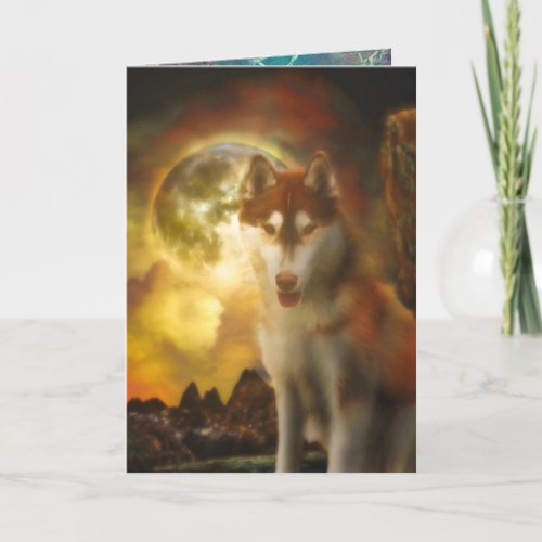 SIBERIAN HUSKY MOON KINGDOM CARD