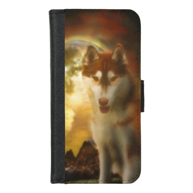SIBERIAN HUSKY MOON KINGDOM iPhone WALLET CASE (Front)