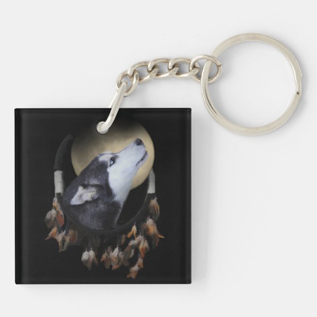 Siberian Husky Mystical Dreamcatcher Keychain (Back)