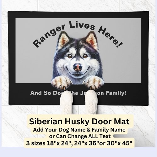 Siberian Husky Name Lives Here Family Name Doormat