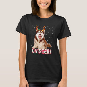Siberian Husky Oh Deer Funny Dog Christmas T-Shirt