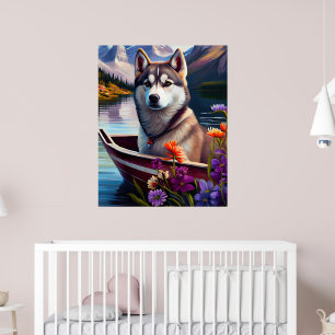 Siberian Husky on a Paddle: A Scenic Adventure Poster