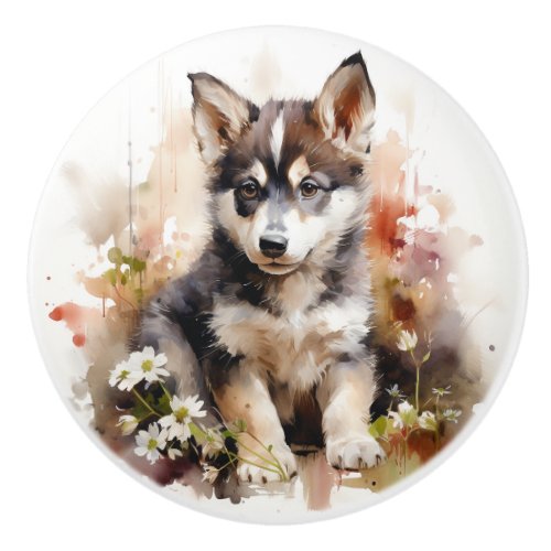 Siberian Husky or Add Your Own Cute Dog Puppy Ceramic Knob