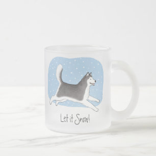 Siberian Husky or Alaskan Malamute Let it Snow Dog Frosted Glass Coffee Mug