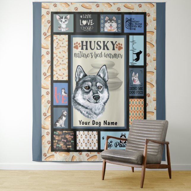 Siberian Husky Owner Lover Funny Keepsake Quilt  Tapestry (In Situ)