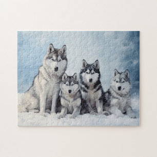 Siberian Husky pack Jigsaw Puzzle