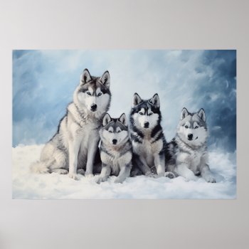 Siberian Husky Pack Poster by petsArt at Zazzle