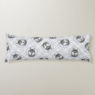 Siberian Husky Painting Black and White Dog Art Body Pillow