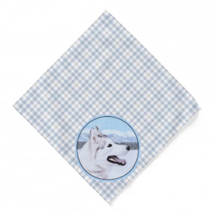 Siberian Husky Painting Silver and White Dog Art Bandana