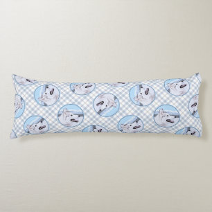 Siberian Husky Painting Silver and White Dog Art Body Pillow