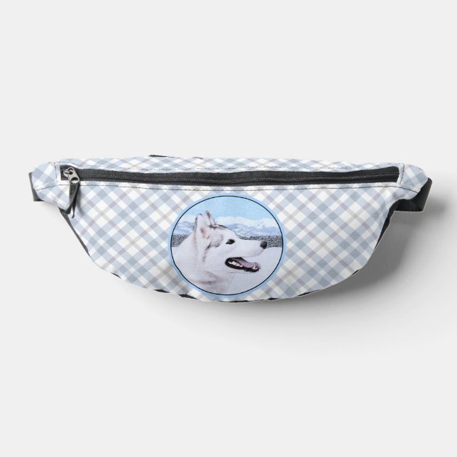 Siberian Husky Painting Silver and White Dog Art Fanny Pack (Lay Down)