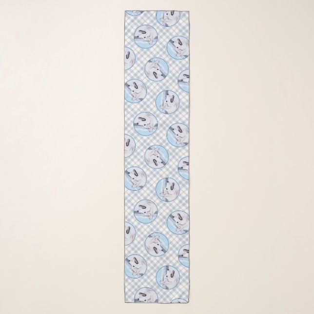 Siberian Husky Painting Silver and White Dog Art Scarf (Front)
