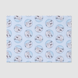 Siberian Husky Painting Silver and White Dog Art Tissue Paper