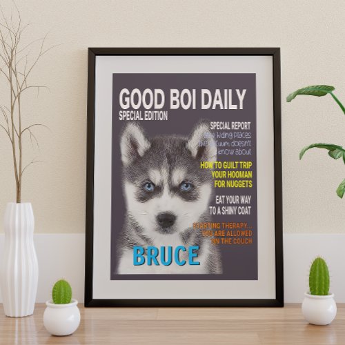 Siberian Husky Parody Magazine Cover  Photo Print