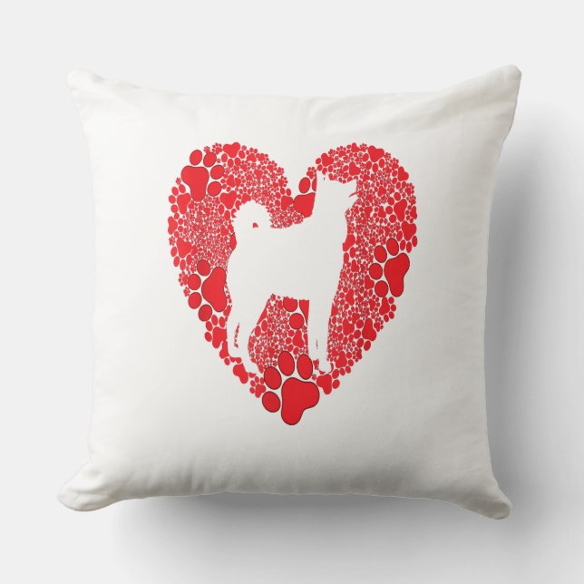 Siberian Husky Paw Heart Valentines Day Dog Lover Throw Pillow (Front)
