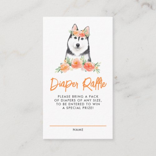 Siberian Husky Peach Diaper Raffle Game Enclosure Card