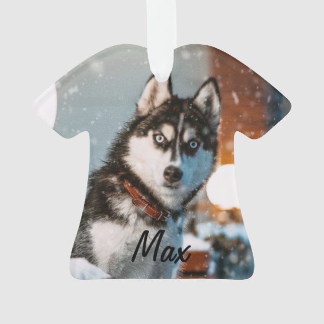 Siberian Husky Personalized Dog Christmas Ornament (Back)
