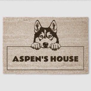 Siberian Husky Personalized Dog House Welcome  Fiber Doormat