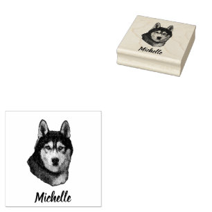 Siberian Husky Personalized Rubber Stamp