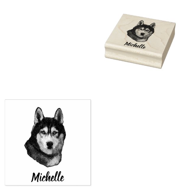 Siberian Husky  Personalized  Rubber Stamp (Stamped)