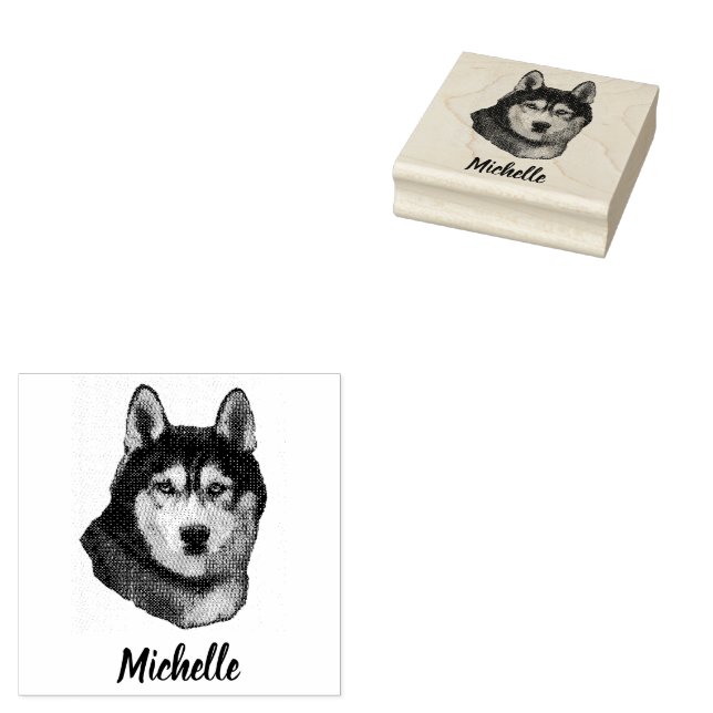 Siberian Husky  Personalized  Rubber Stamp (Stamped)