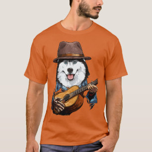 Siberian Husky Playing Guitar Husky Dog Lover Guit T-Shirt