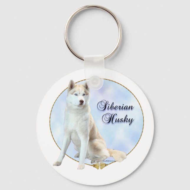 Siberian Husky Portrait Keychain - Customized (Front)