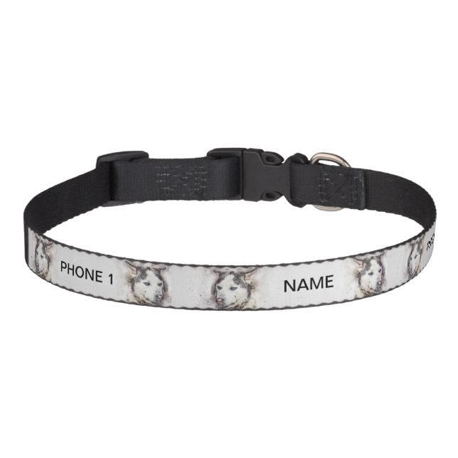 Siberian Husky | Printed Breed Specific Husky Dog Pet Collar (Front)