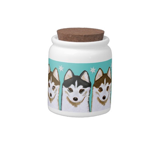Siberian Husky Puppies Dog Treat Cookie Jar Candy Dish