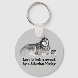 Siberian Husky & Puppies Keychain