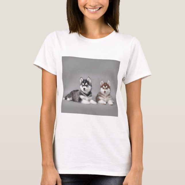 Siberian husky puppies T-Shirt (Front)