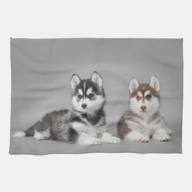 Siberian husky puppies towel (Horizontal)
