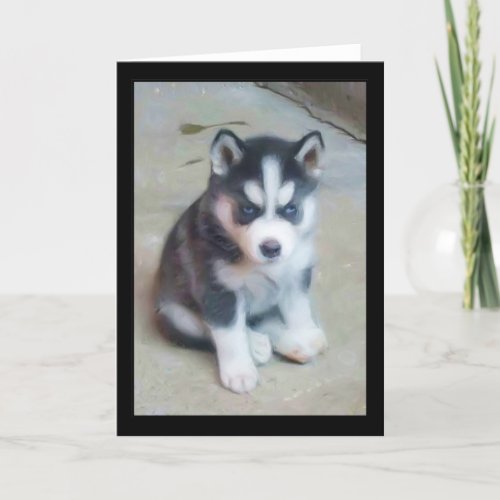 Siberian Husky puppy art Card