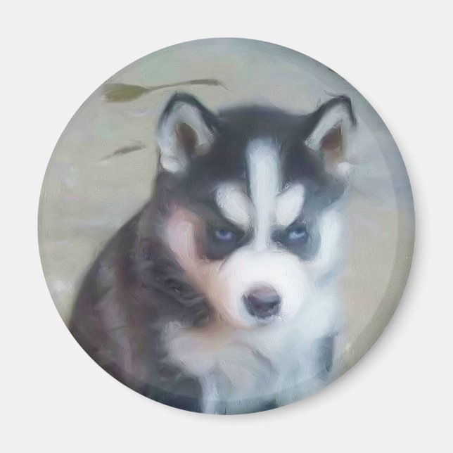 Siberian Husky puppy art Magnet (Front)