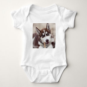 Siberian Husky Puppy at the Beach Baby Bodysuit