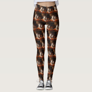 Siberian Husky Puppy Autumn Delight Pumpkin Leggings