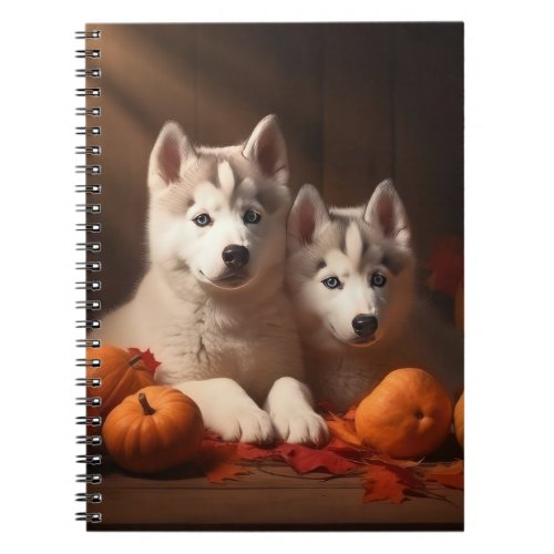Siberian Husky Puppy Autumn Delight Pumpkin  Notebook