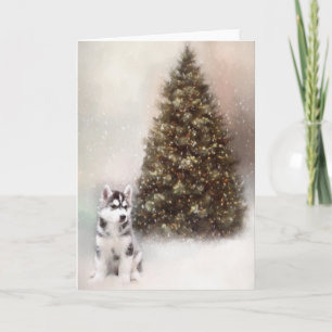 Siberian Husky Puppy Christmas Card