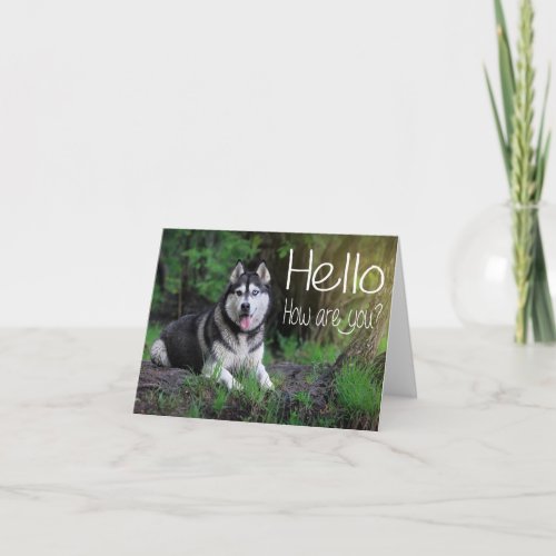 Siberian Husky Puppy Dog Hello Thinking of You Card