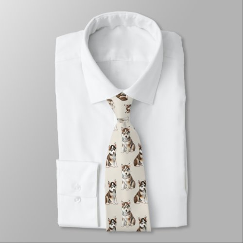 Siberian Husky Puppy Dog Pattern Neck Tie